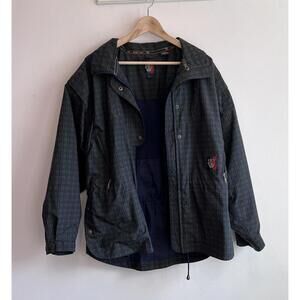 Vintage Sunice Plaid Vented Full Zip & Snap Golf Windbreaker Jacket Men L